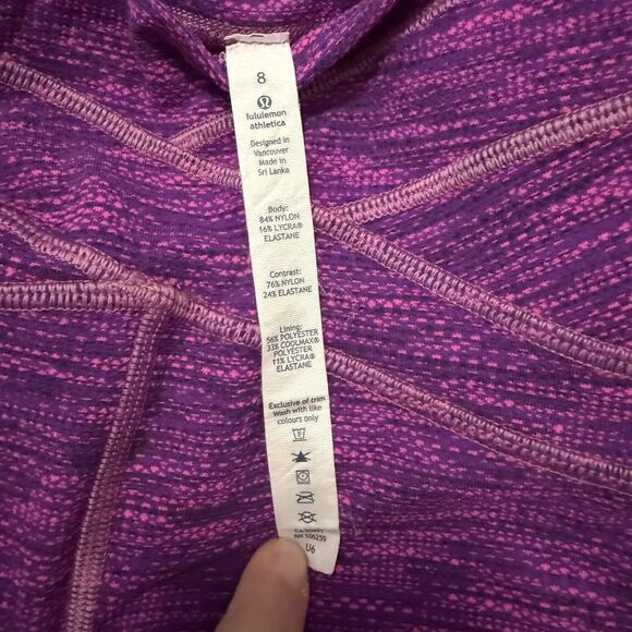 Lululemon Free Flow Preowned Women’s Capri Purple Jacquard Leggings Size 8 - Picture 9 of 10